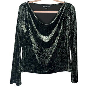 Briggs Womens Velvet Top Sz PL Black Dark Floral Witchy Whimsigoth Fairy Grunge